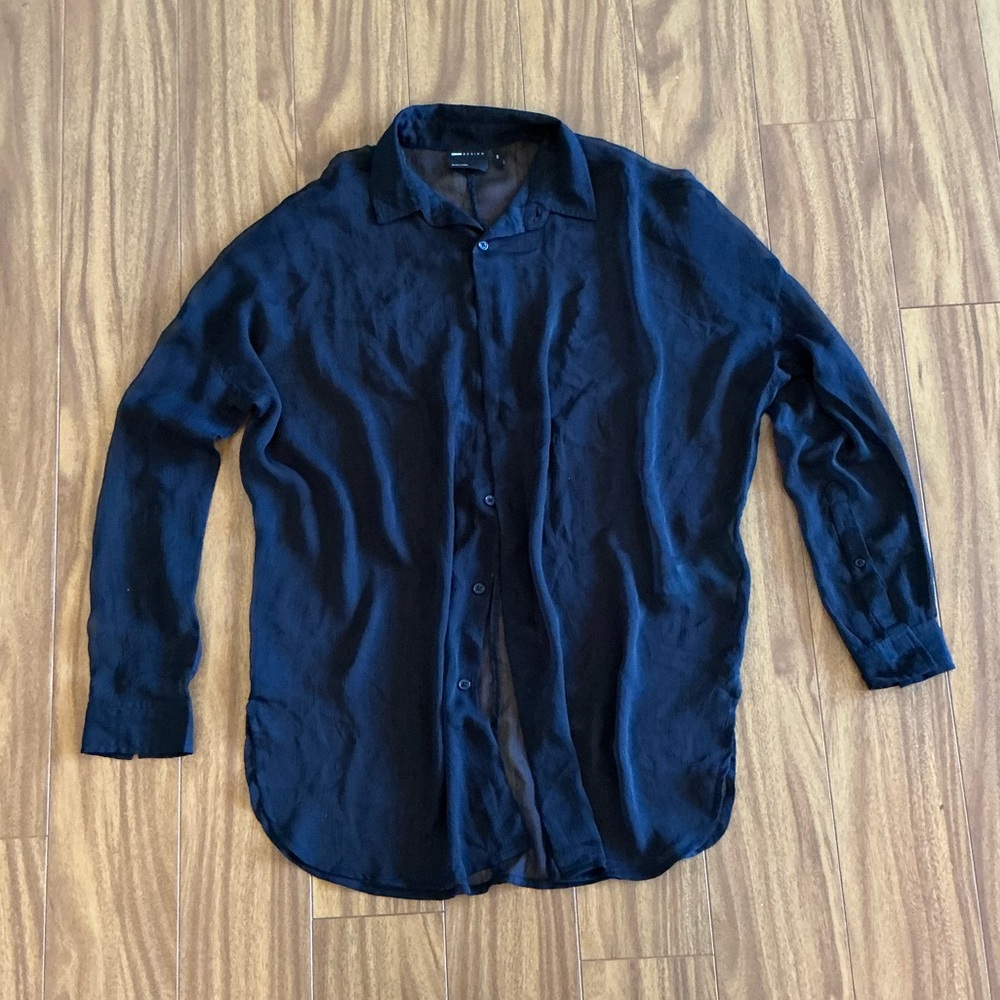 ASOS DESIGN Mesh Black Button Up